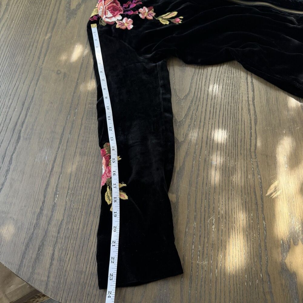 Johnny Was Black Velvet Silk Blend Embroidered Snake Malui Zip Hoodie Jacket S - Picture 7 of 7